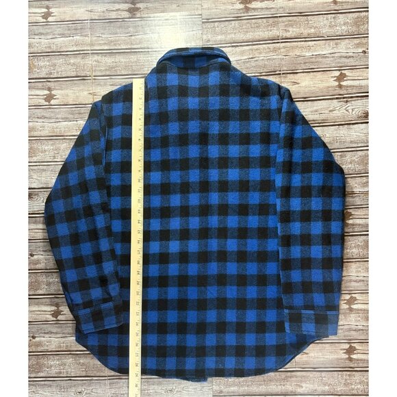 Woolrich Plaid Wool Heavy Flannel Shacket Jacket Shirt sz XL blue check VTG Y2K - Picture 5 of 5